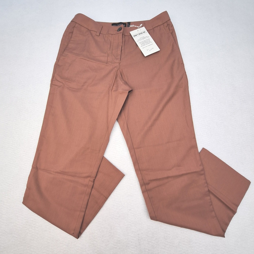 Wildfang Empower Trouser Womens 8 Medium Rose Brown Stretch Straight Leg Pants
